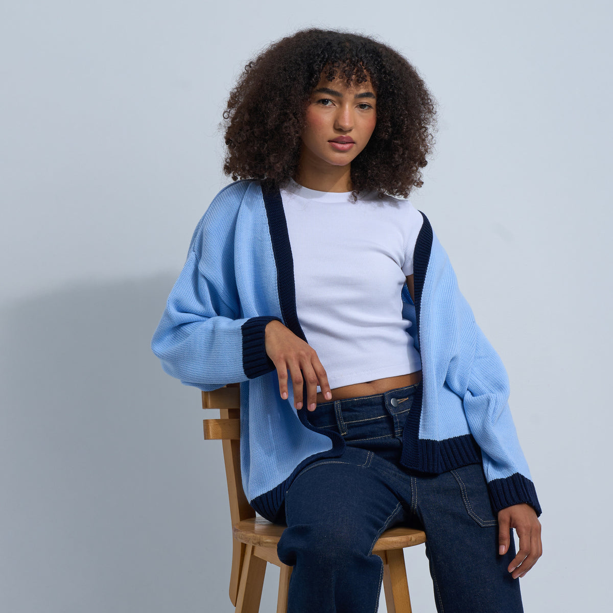 Blue/Black Women's Knit Cardigan – KIJAQO
