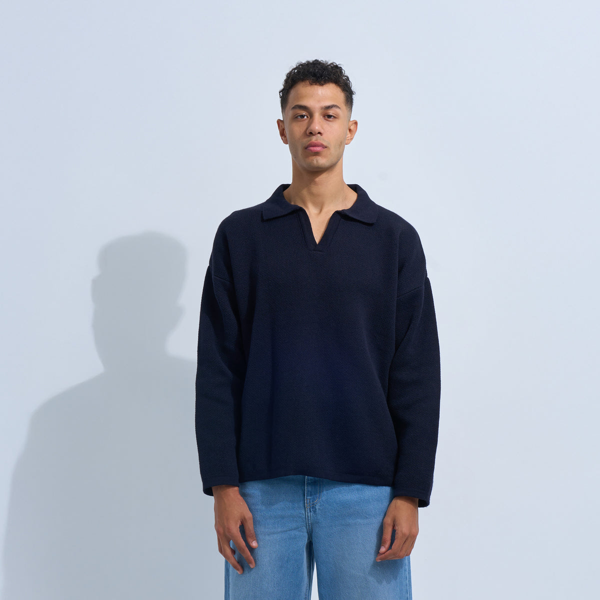 Navy Blue Men's Knit V-neck – KIJAQO