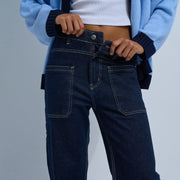 Dark Blue Women's Jeans with Pockets