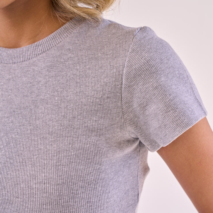 Grey Ribbed Short Sleeve