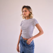 Grey Ribbed Short Sleeve