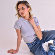 Grey Ribbed Short Sleeve