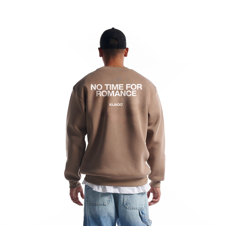 Brown "No Time For Romance" Oversized Crewneck