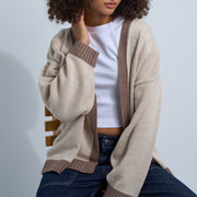 Beige/Brown Women's Knit Cardigan