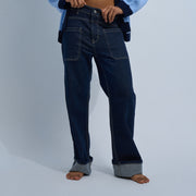 Dark Blue Women's Jeans with Pockets