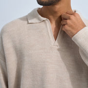 Beige Men's Knit V-neck