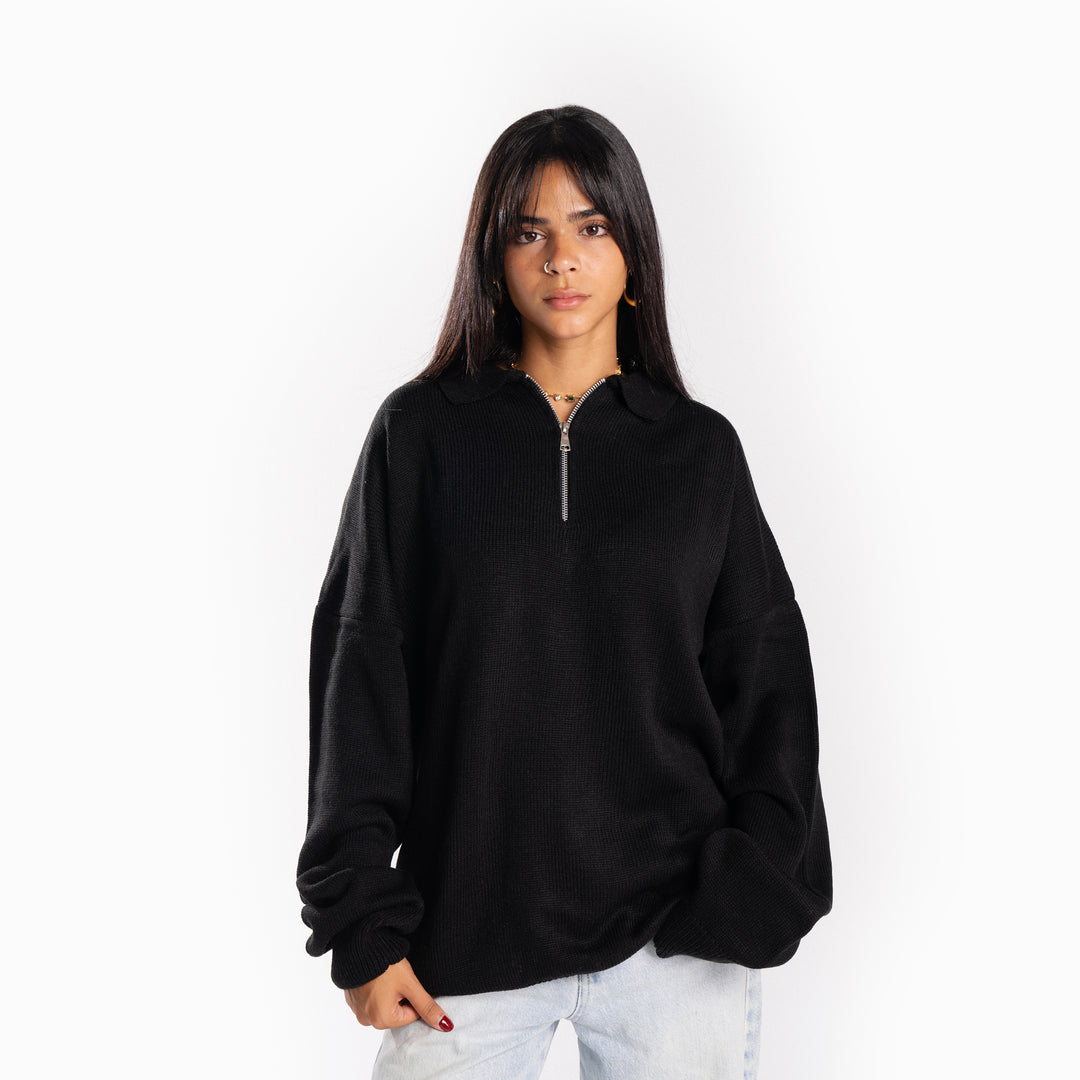 Black Knit Polo Shirt – KIJAQO