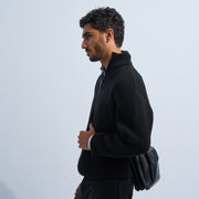 Black Men's Knit Zip-up