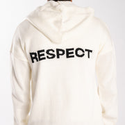 Cream Knit Hoodie "RESPECT"