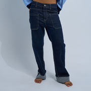 Dark Blue Women's Jeans with Pockets