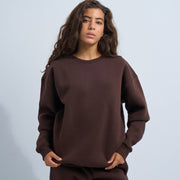 Brown Plain Crewneck