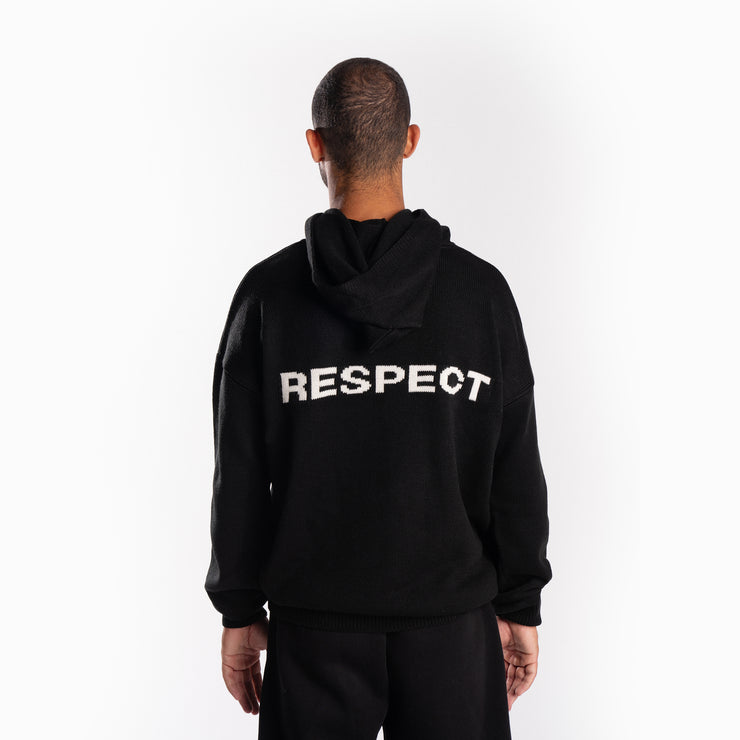 Black Knit Hoodie "RESPECT"