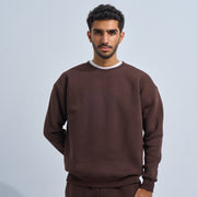 Brown Plain Crewneck