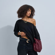 Black Women's Knit Off-shoulder