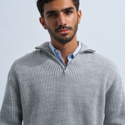 Grey Men's Knit Zip-up
