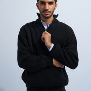 Black Men's Knit Zip-up