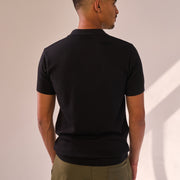 Black Knit V-neck Polo