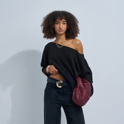 Black Women's Knit Off-shoulder
