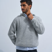 Grey Men's Knit Zip-up