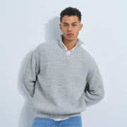Grey Men's Knit Zip-up
