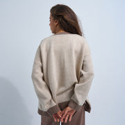 Beige/Brown Women's Knit Cardigan