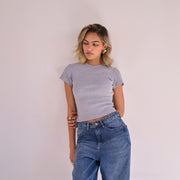 Grey Ribbed Short Sleeve