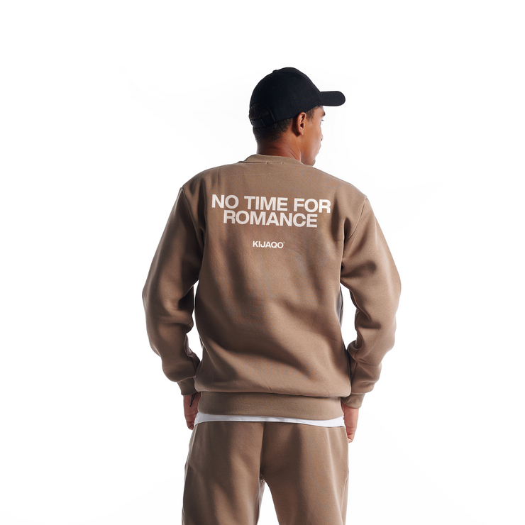 Brown "No Time For Romance" Oversized Crewneck