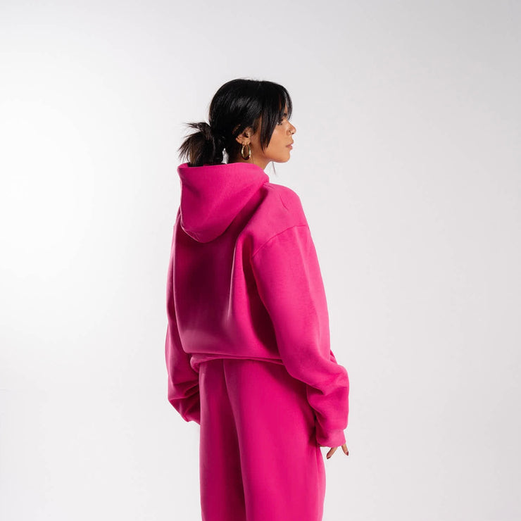 Fuchsia Plain Hoodie