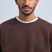 Brown Plain Crewneck