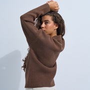 Brown Women's Knit V-neck