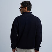 Navy Blue Men's Knit Zip-up