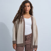 Beige/Brown Women's Knit Cardigan