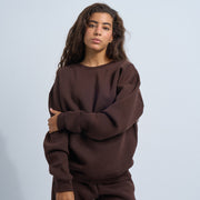 Brown Plain Crewneck