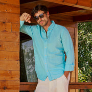 Aqua Blue Linen Shirt