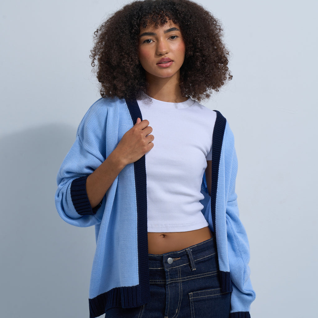 Blue/Black Women's Knit Cardigan – KIJAQO