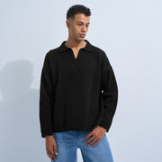 Black Men's Knit V-neck