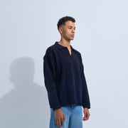 Navy Blue Men's Knit V-neck