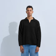 Black Men's Knit V-neck