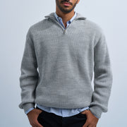 Grey Men's Knit Zip-up