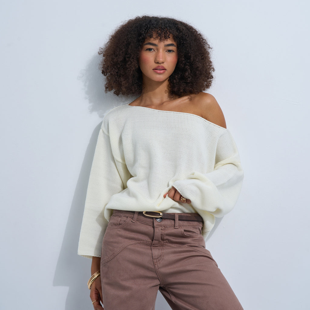 新品2WAY LOOSE OFF SHOULDER KNIT Buy GOLDSTITCH Women's Cotton Blend Off Shoulder Batwing Sleeve