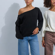 Black Women's Knit Off-shoulder