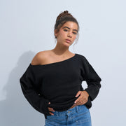 Black Women's Knit Off-shoulder